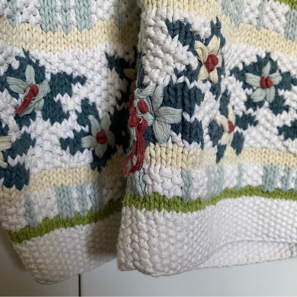 100% Cotton Vintage Principles Striped Floral Knit Sweater - Picture 6 of 10